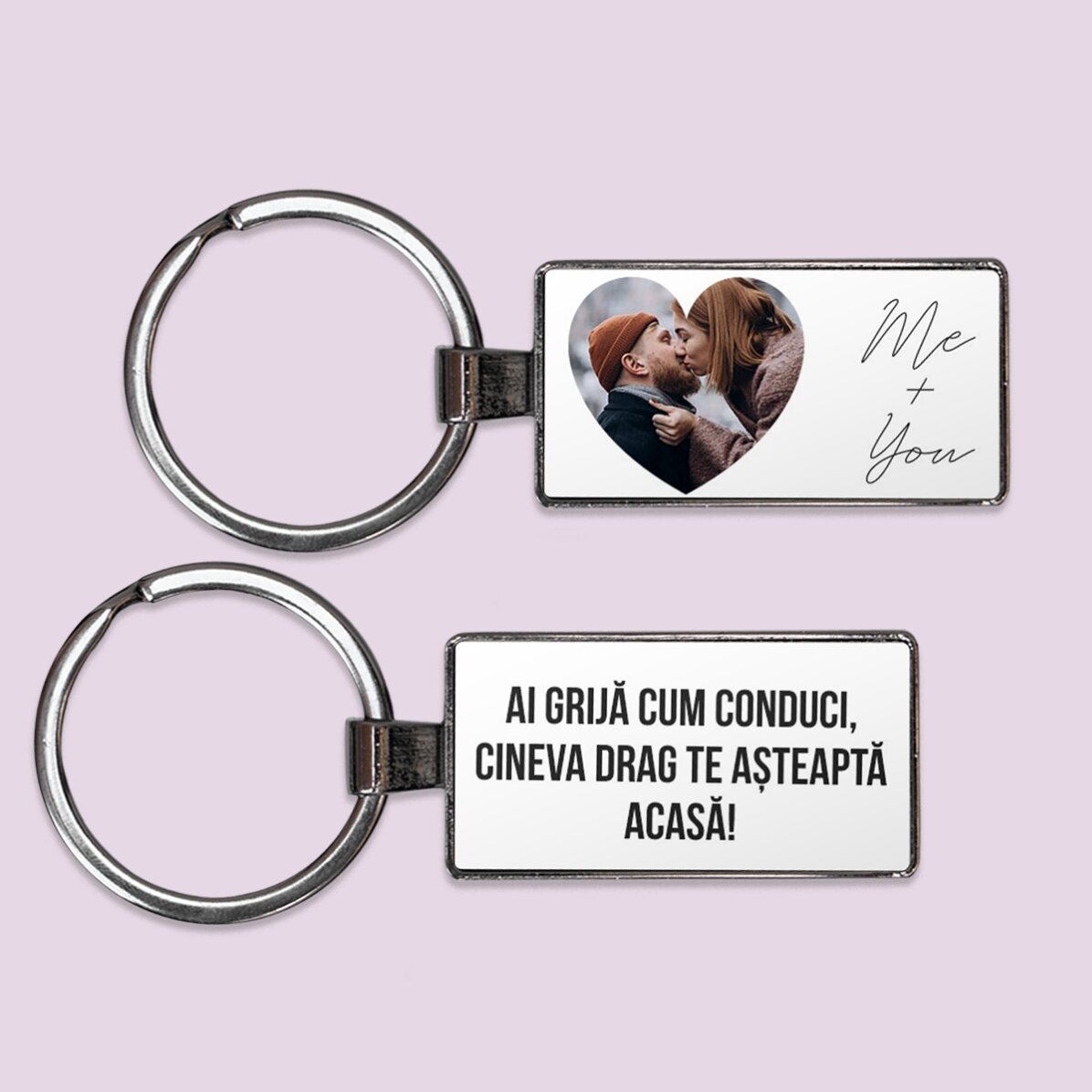 Breloc personalizat cu text și poză - Heart