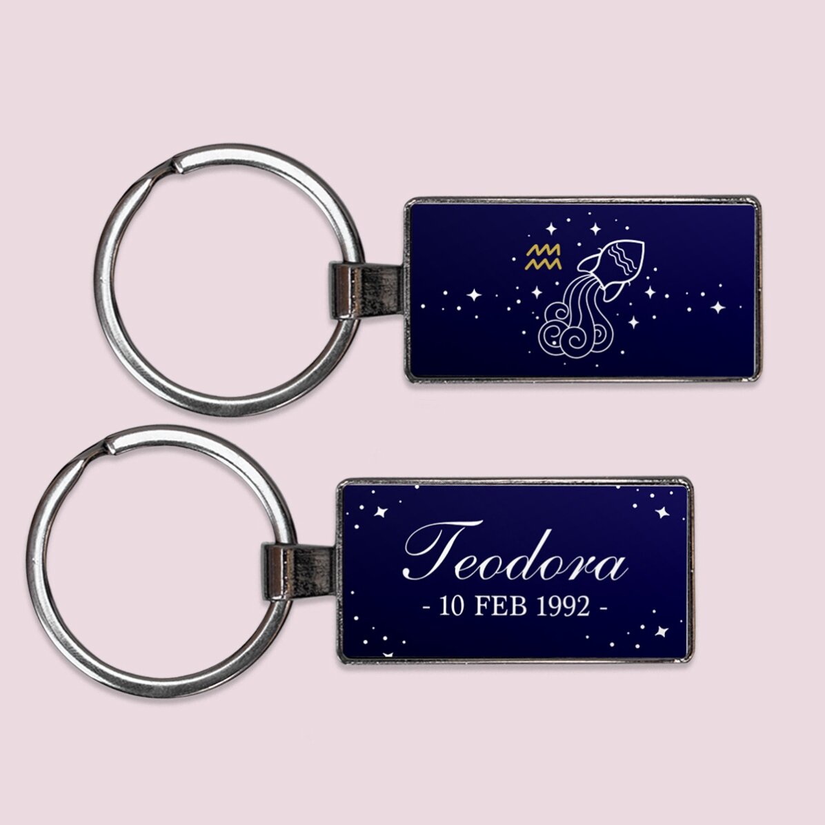 Breloc personalizat cu text și zodie - Vărsător