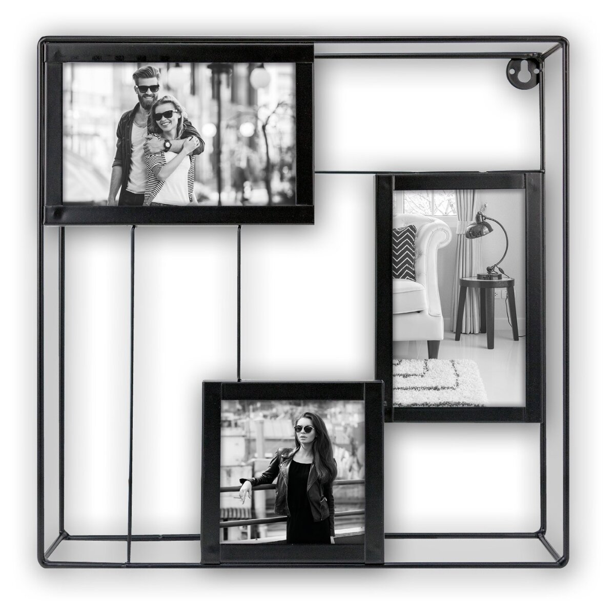 Cadru metalic cu trei poze - 30x30 cm