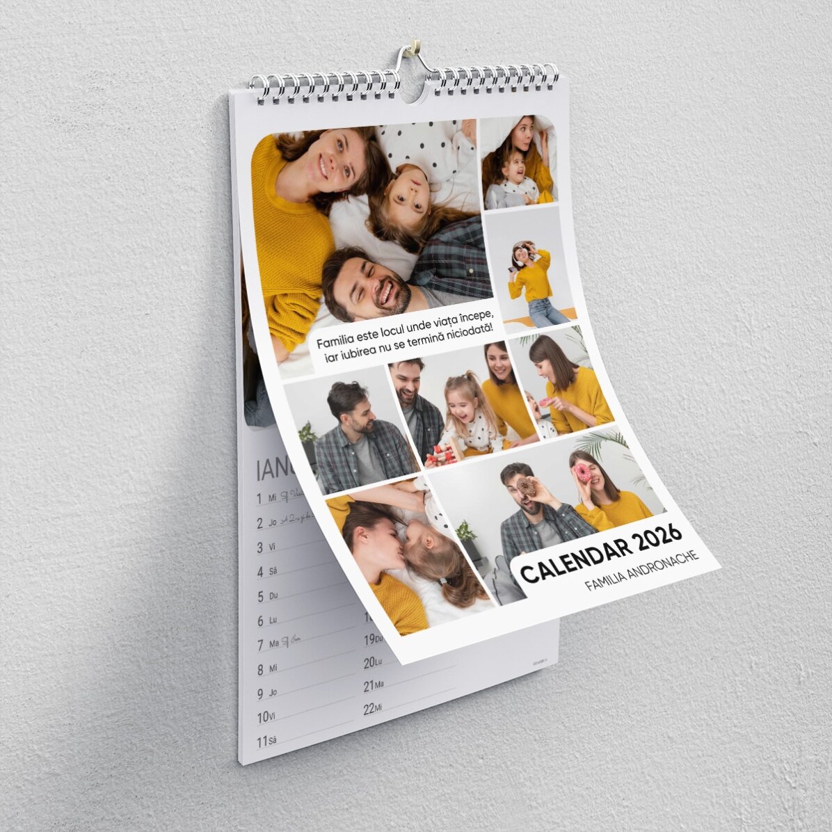Personalised calendar with photos and message