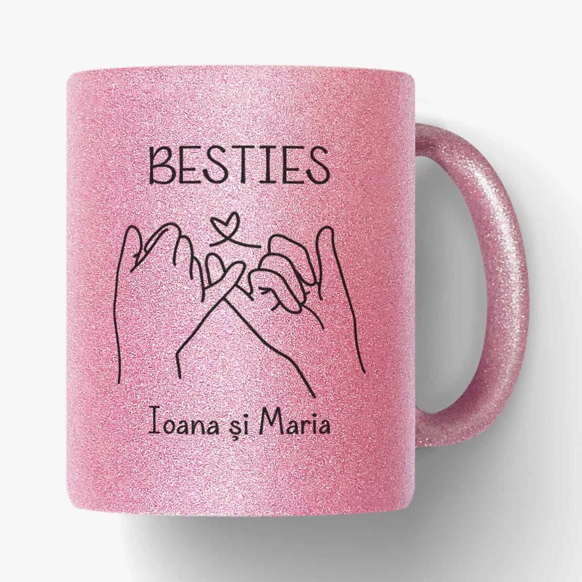 Cană cu glitter personalizată cu nume - best friend