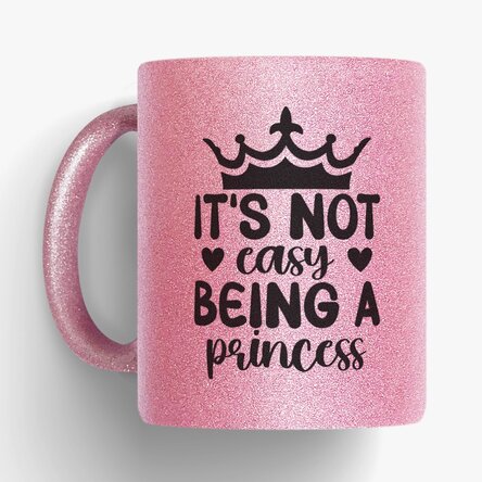 Personalised glitter mug with text - Princess, pink glitter