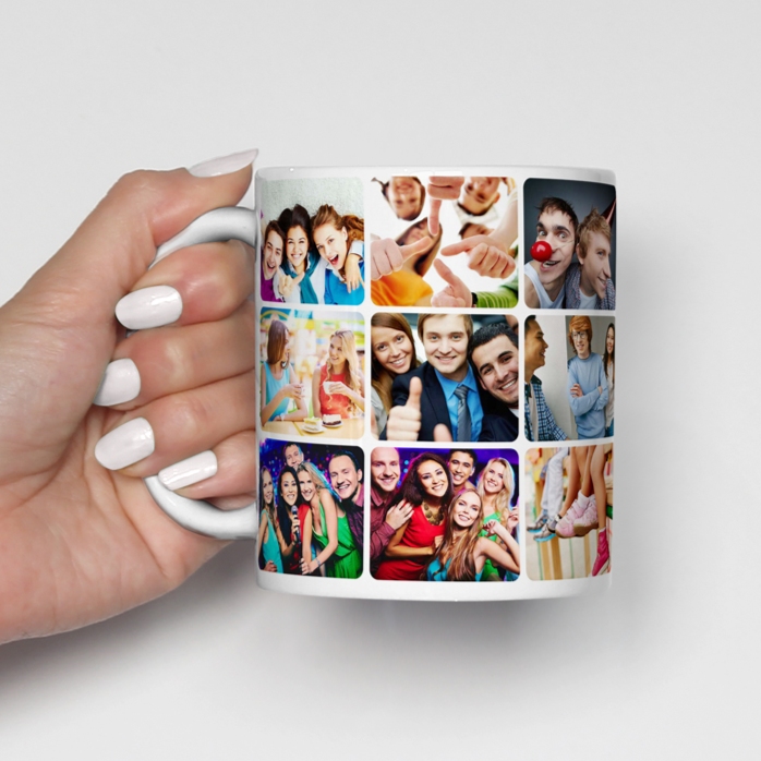Cană personalizată cu un colaj de 18 poze