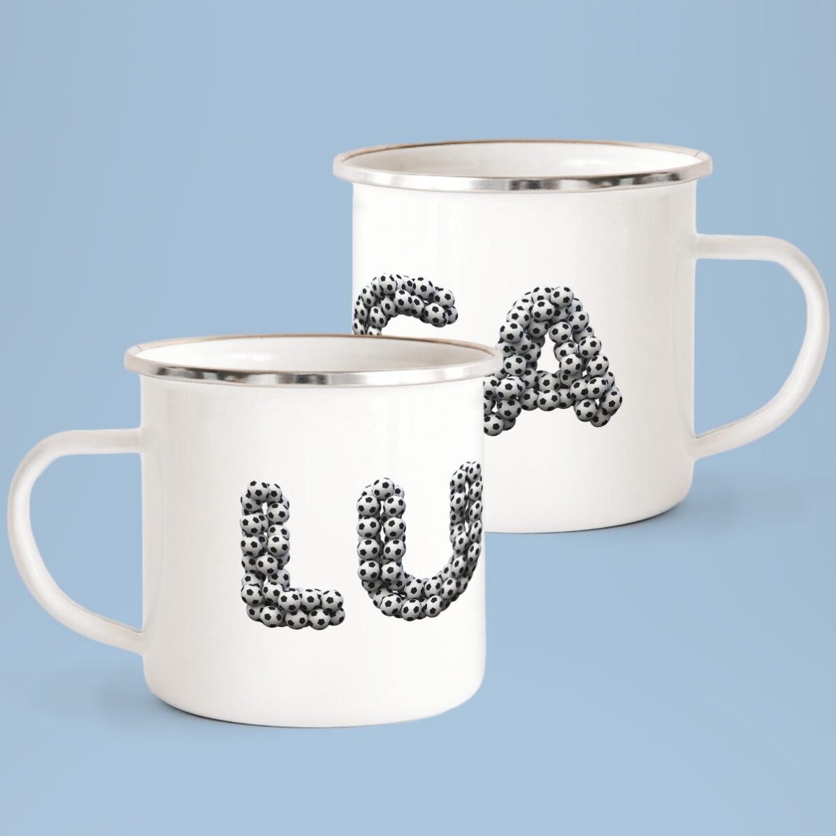 Personalised enamel mug with text - Football