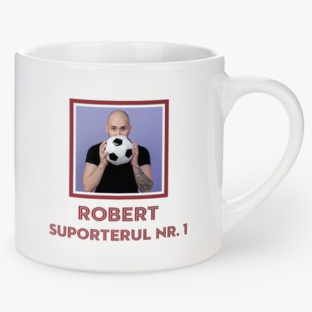 Cană espresso FC Rapid personalizată cu poză și text - Suporterul nr. 1
