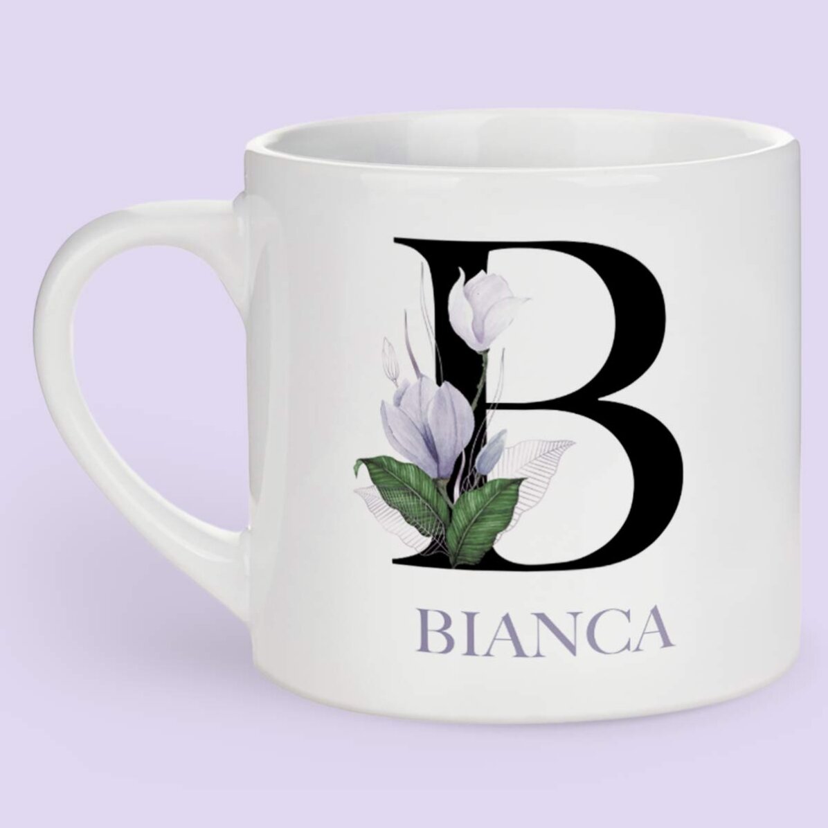 Cană espresso personalizată cu inițială și nume