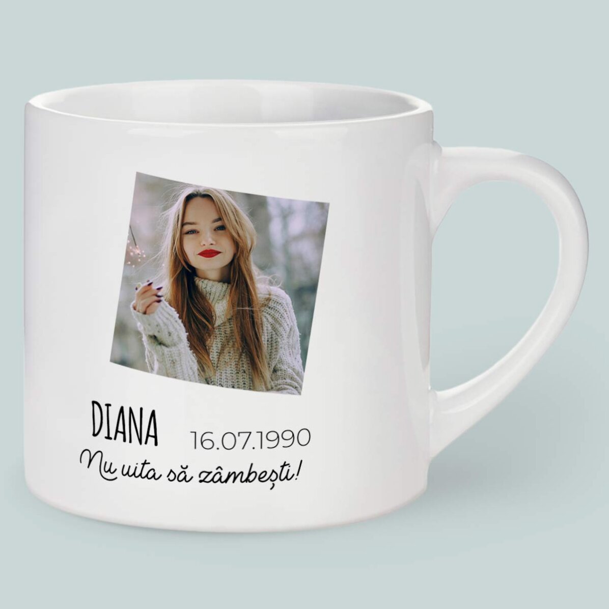 Personalised espresso cup with photo and text - Cancer zodiac sign