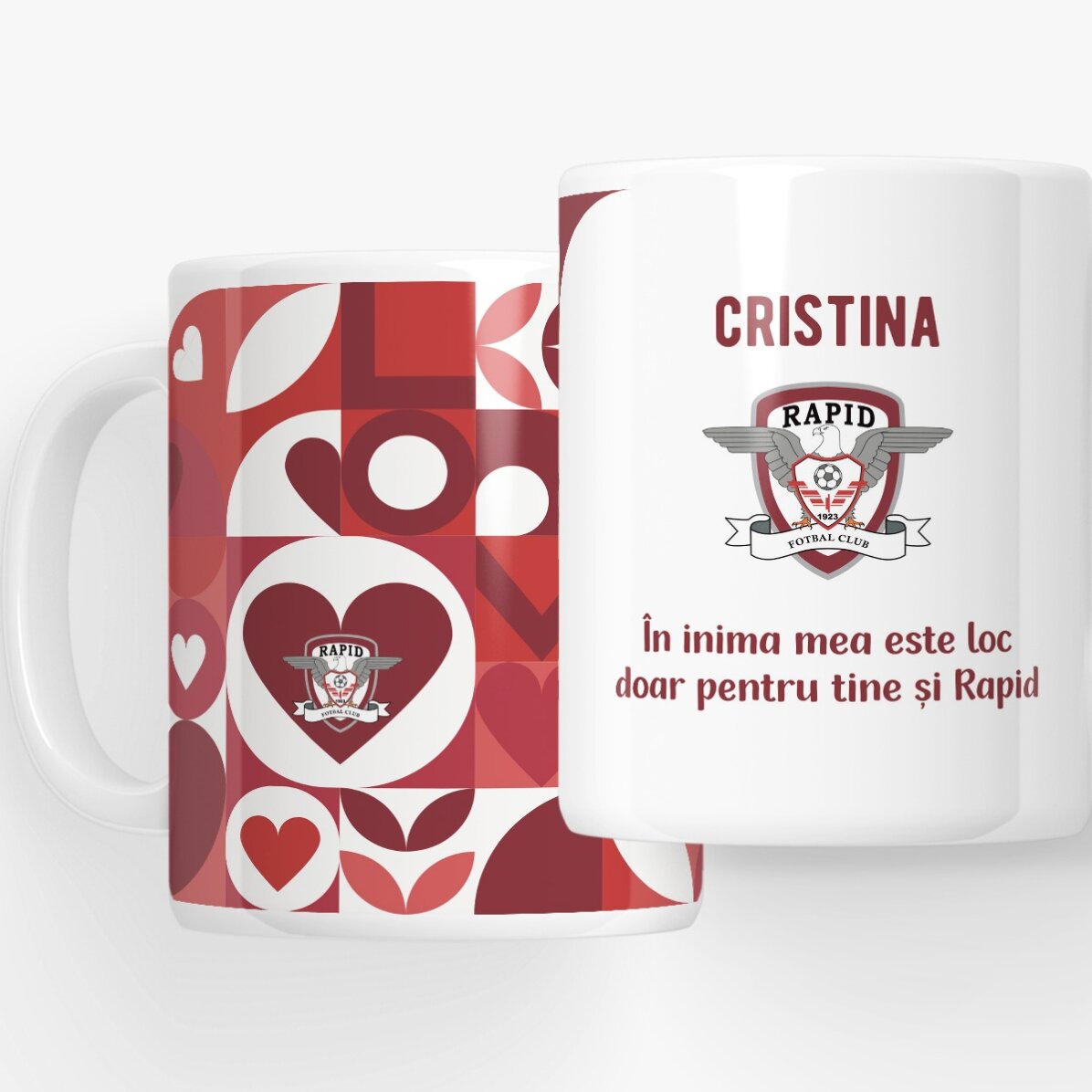 Cană FC Rapid personalizată cu text - Love Mosaic