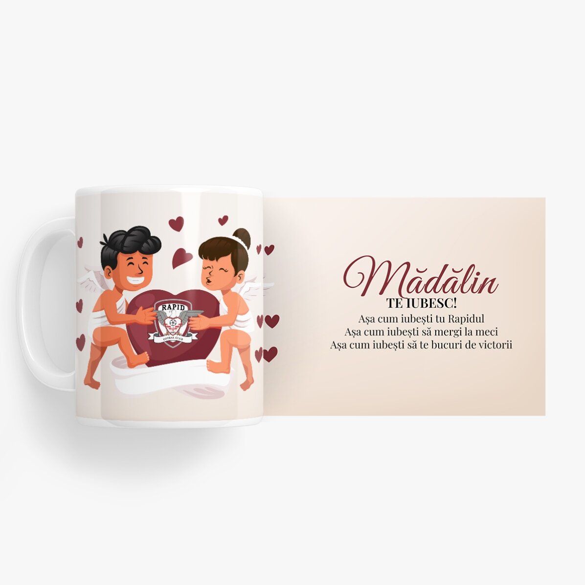 Cană FC Rapid personalizată cu text - Valentine