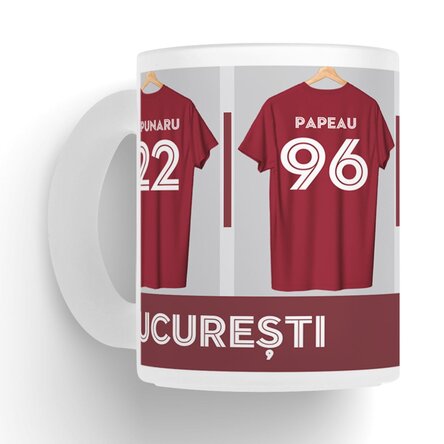 Cană sticlă mată FC Rapid 1923 personalizată cu nume și număr - Tricourile jucătorilor