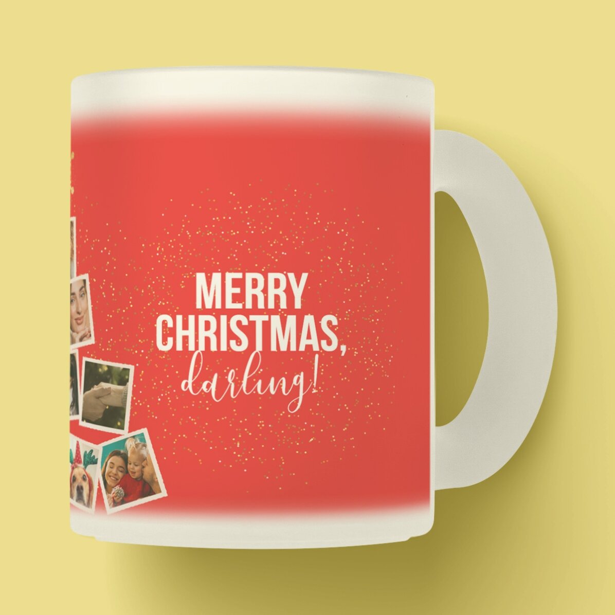 Cană sticlă mată personalizată cu 10 poze și text - Christmas Memories 