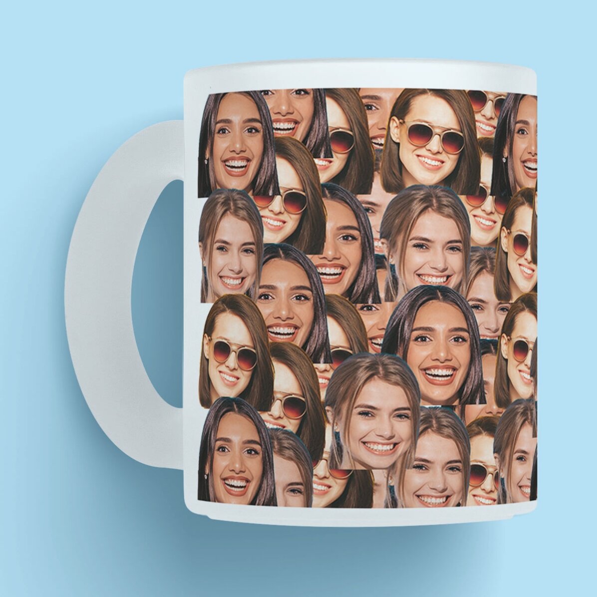 Cană sticlă mată personalizată cu colaj de 3 poze