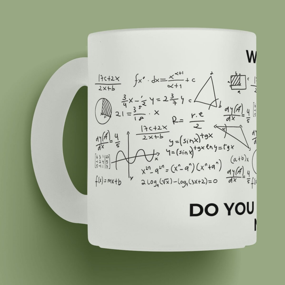 Cană sticlă mată personalizată cu mesaj - Matematică