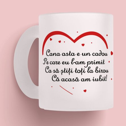 Cană sticlă mată personalizată cu mesaj pentru iubită x Flick