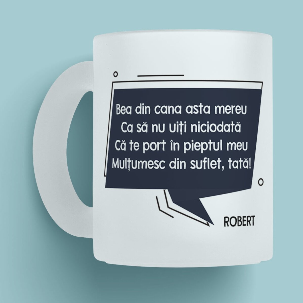 Cană sticlă mată personalizată cu mesaj pentru tata x Flick