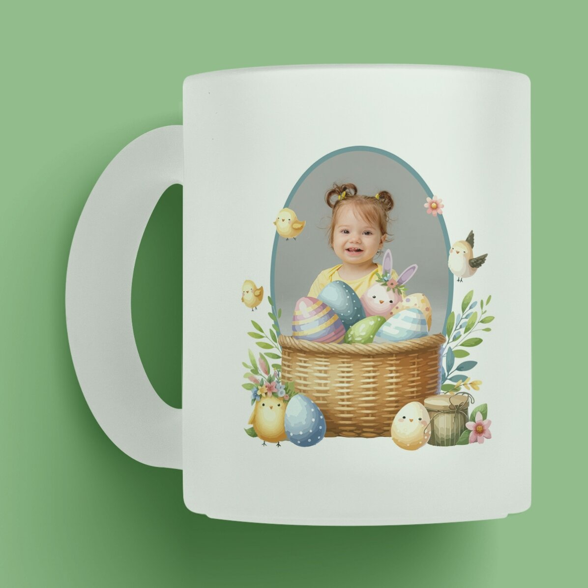 Cană sticlă mată personalizată cu mesaj și poză - Iepuraș 