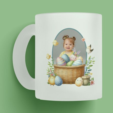 Cană sticlă mată personalizată cu mesaj și poză - Iepuraș 