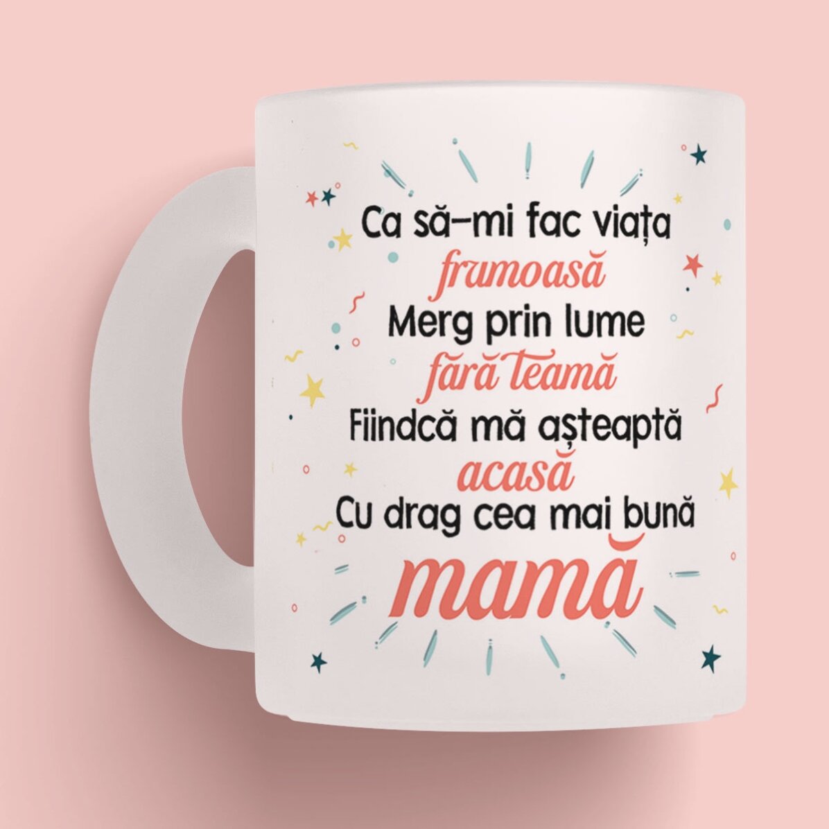 Cană sticlă mată personalizată cu mesaj și poză pentru mama x Flick