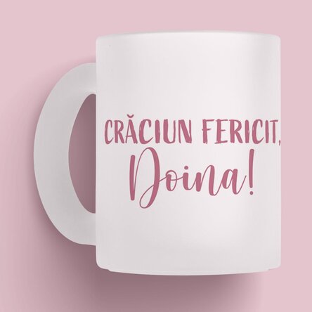 Cană sticlă mată personalizată cu nume - Christmas Princess Blue