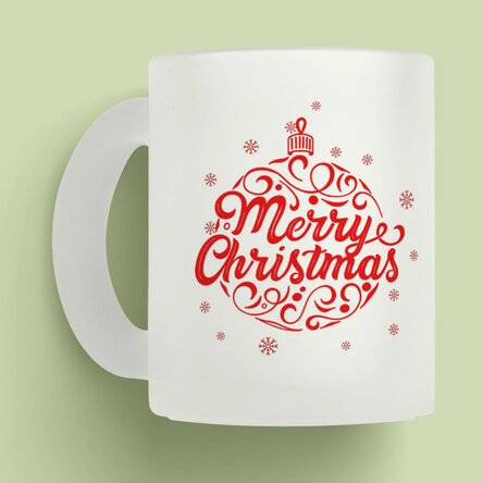 Cană sticlă mată personalizată cu nume - Glob Merry Christmas