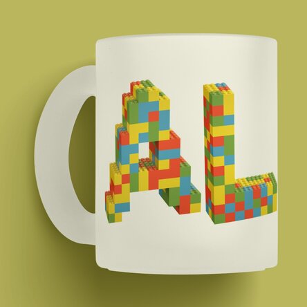 Cană sticlă mată personalizată cu nume - Lego 