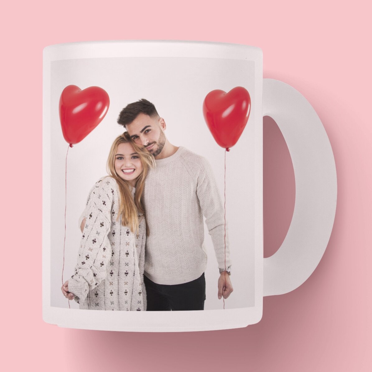 Cană sticlă mată personalizată cu o poză și text 