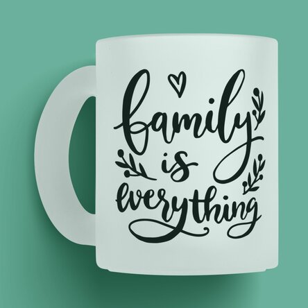 Cană sticlă mată personalizată cu poză - Family is everything