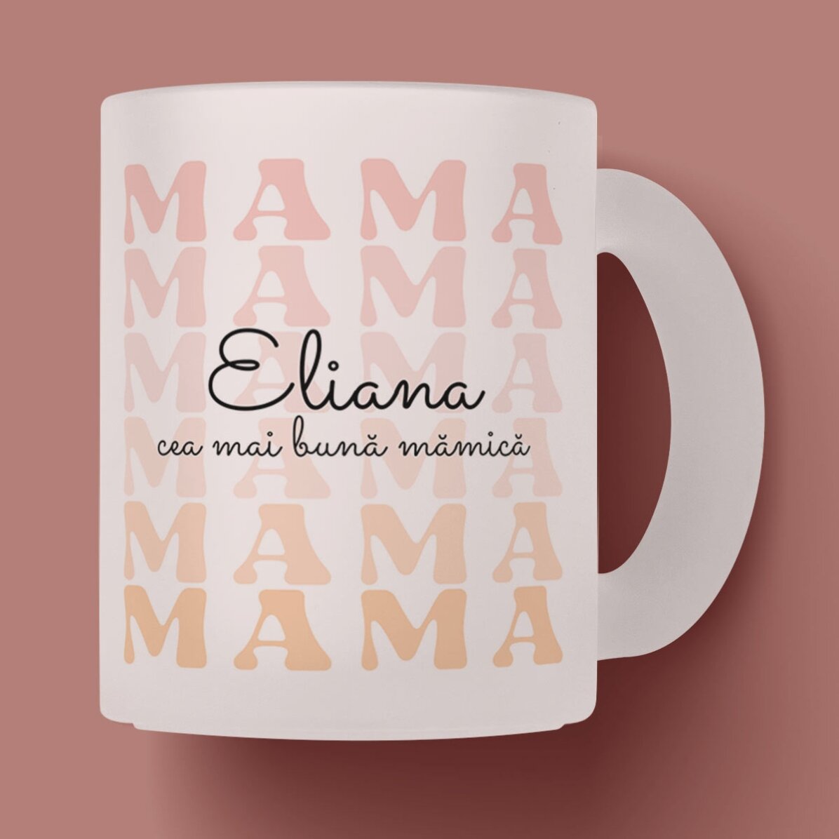 Cană sticlă mată personalizată cu text - Cea mai bună mămică