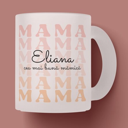 Cană sticlă mată personalizată cu text - Cea mai bună mămică