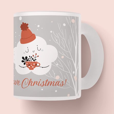 Cană sticlă mată personalizată cu text – Cloud