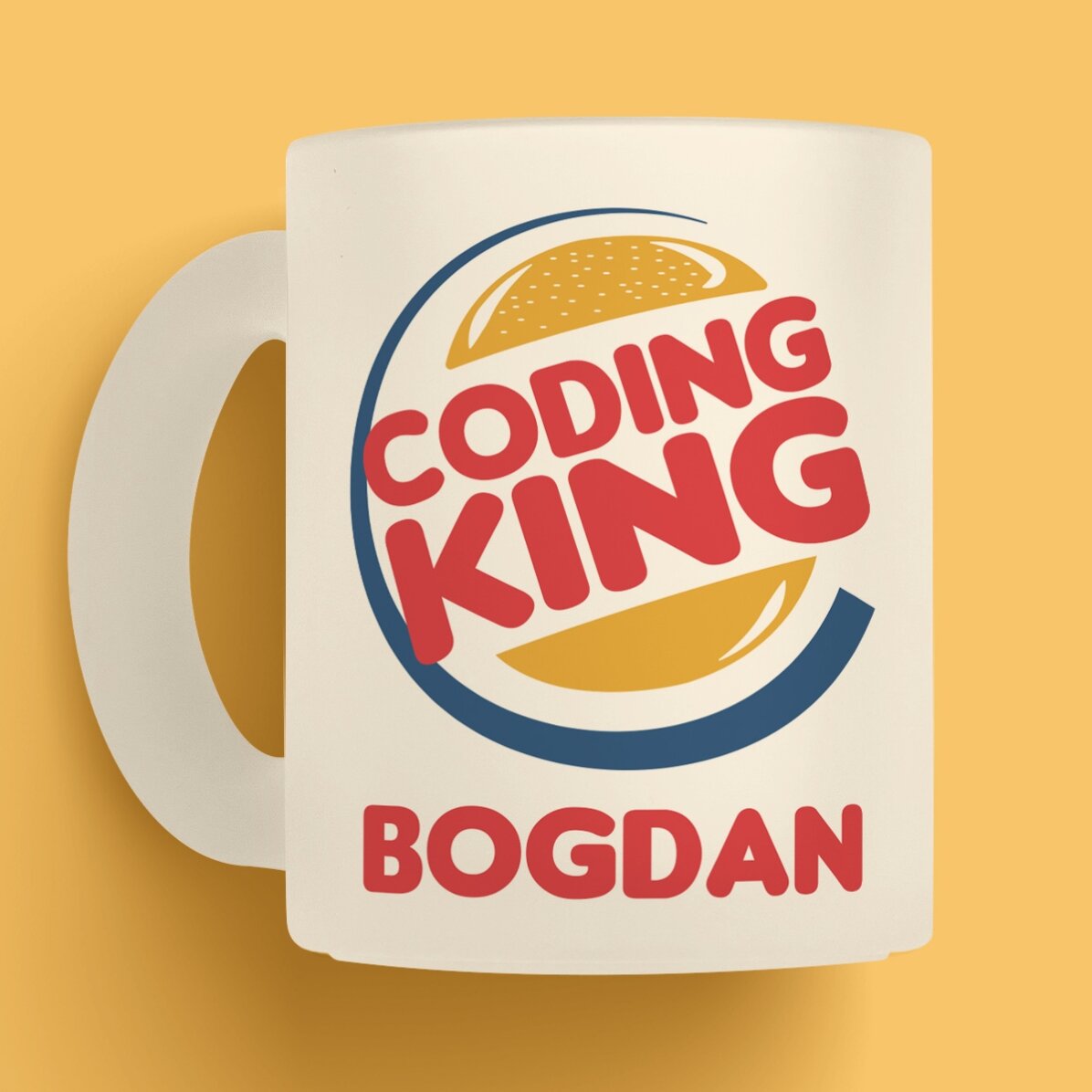 Cană mată personalizată cu text - Coding King