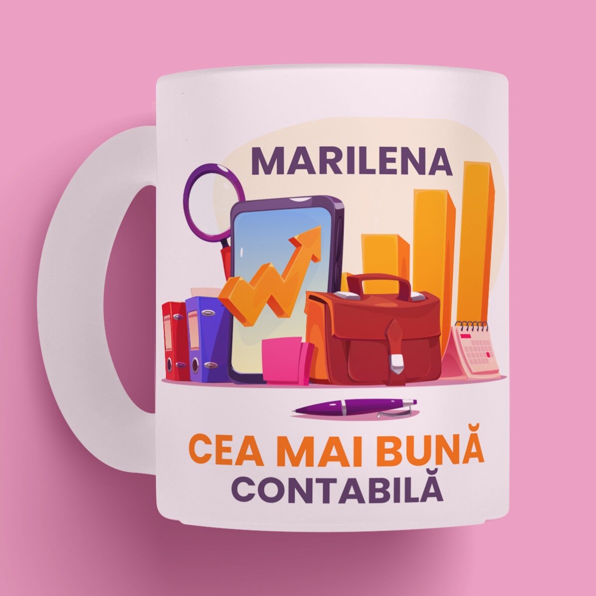 Cană mată personalizată cu text - Contabil