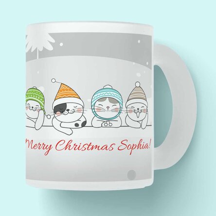 Cană sticlă mată personalizată cu text – Cute cats