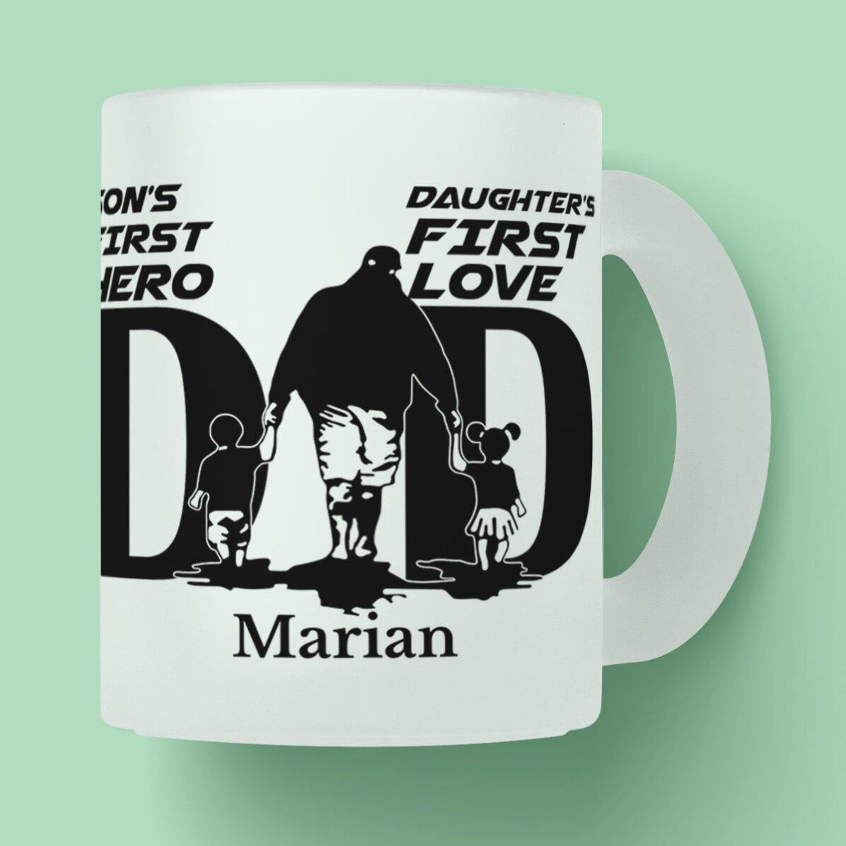 Cană sticlă mată personalizată cu text - Dad