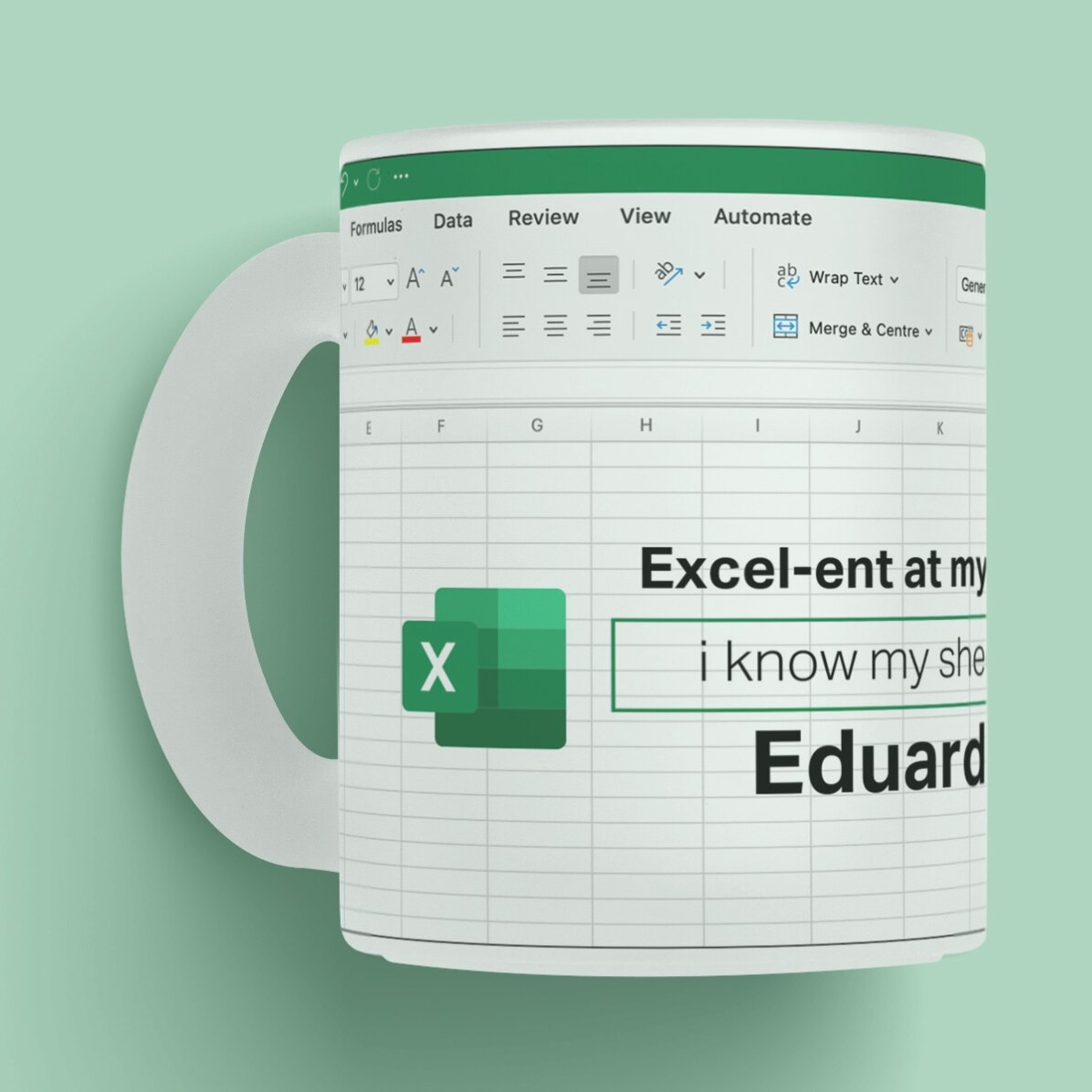 Cană mată personalizată cu text - Excel