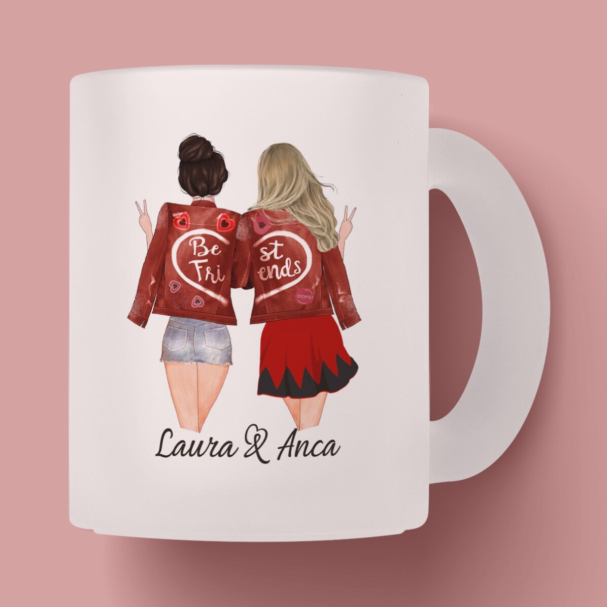 Cană sticlă mată personalizată cu text - Friends forever