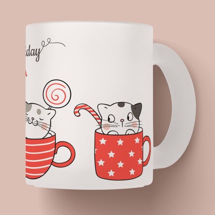 Cană sticlă mată personalizată cu text - Happy Holidays