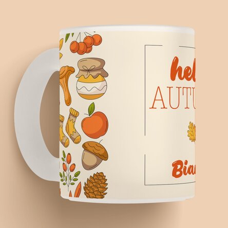 Cană mată personalizată cu text - Hello Autumn