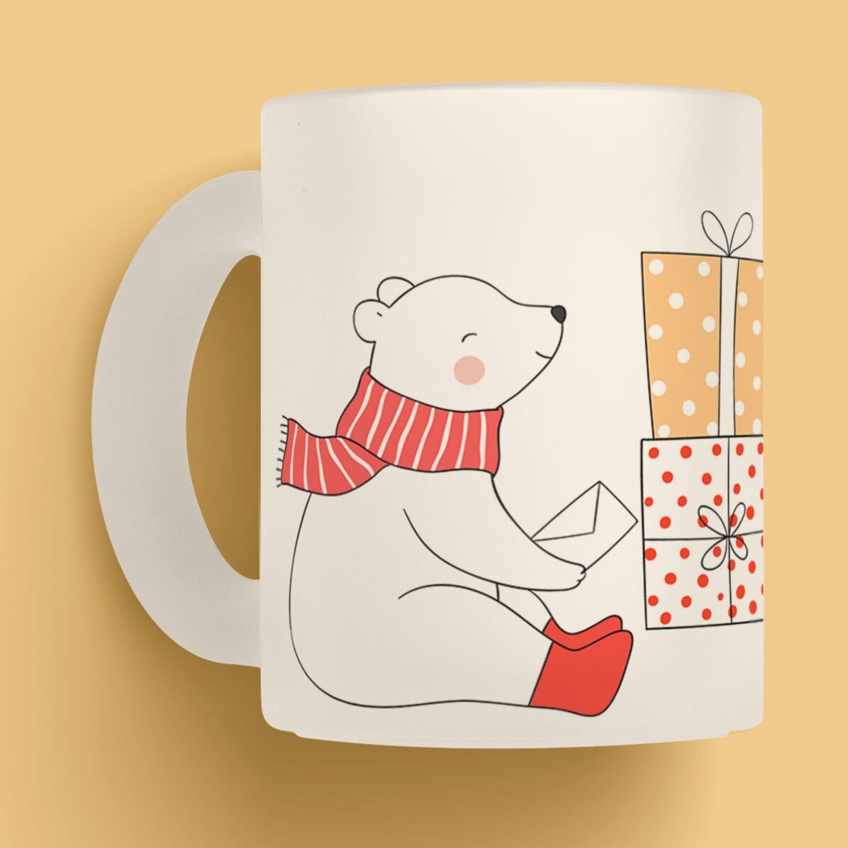 Cană sticlă mată personalizată cu text - Model Ursuleț