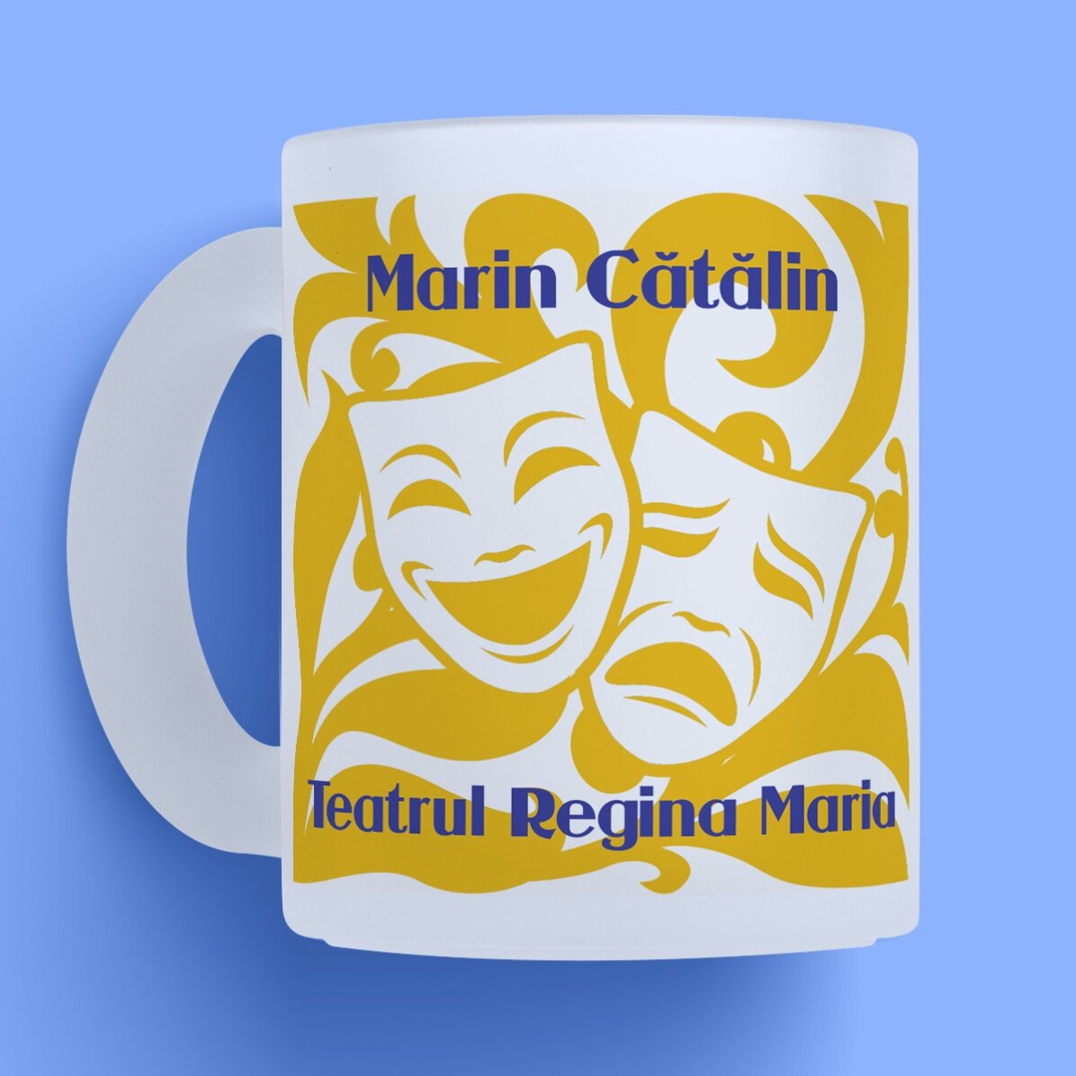 Cană mată personalizată cu text pentru actori - Acting Masks