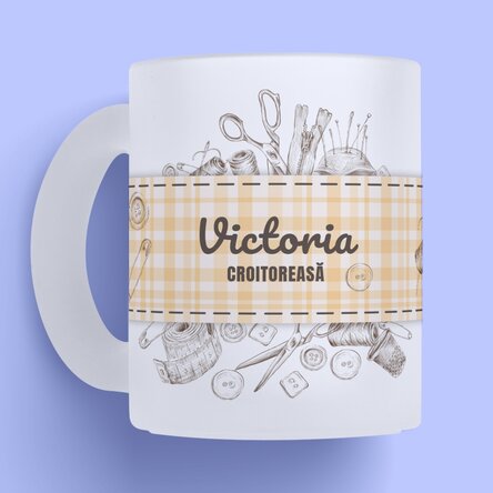 Cană mată personalizată cu text pentru croitori - Sewing kit