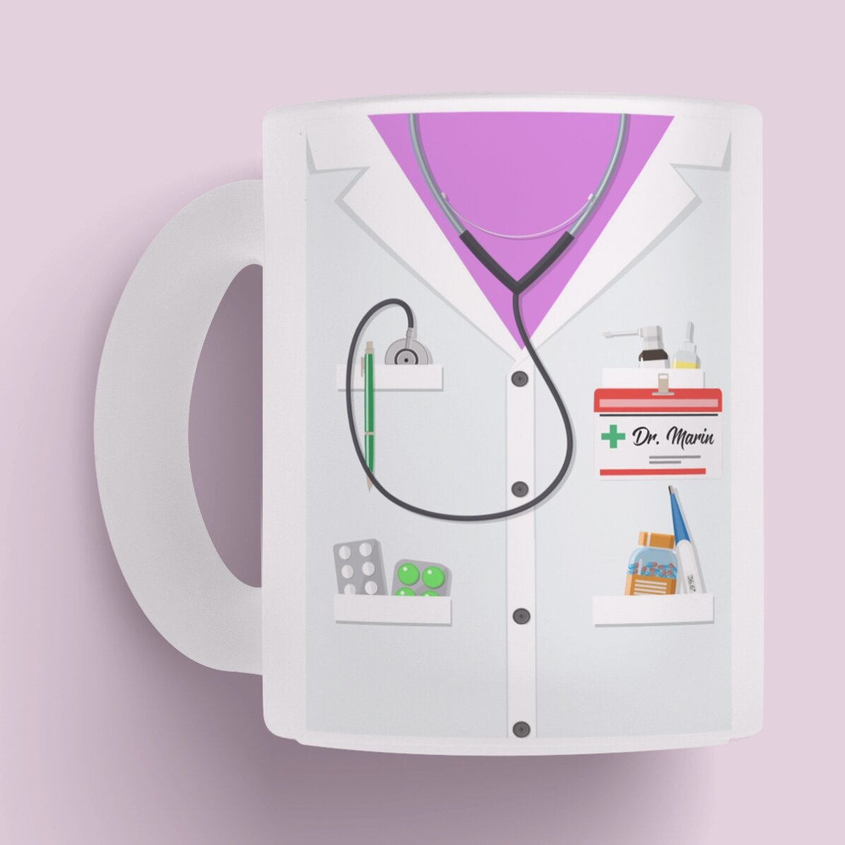 Cană mată personalizată cu text - Pentru medici/doctori