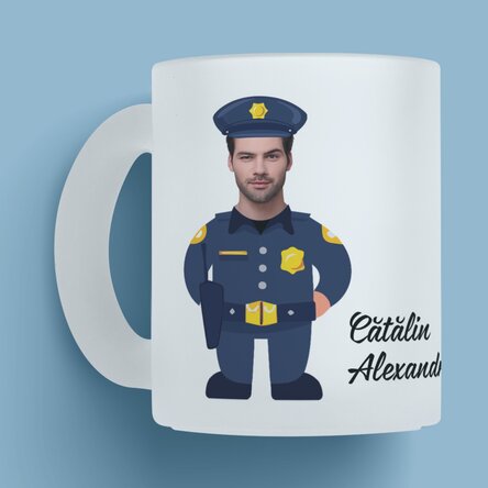Cană mată personalizată cu text - Pentru polițiști 