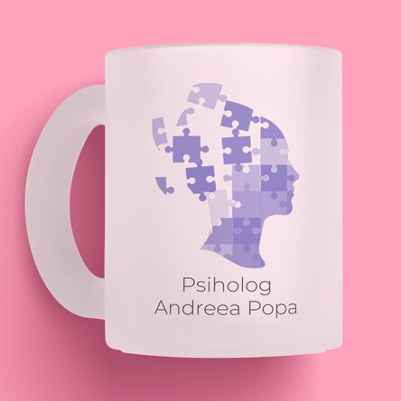 Cană mată personalizată cu text pentru psihologi - Mental puzzle
