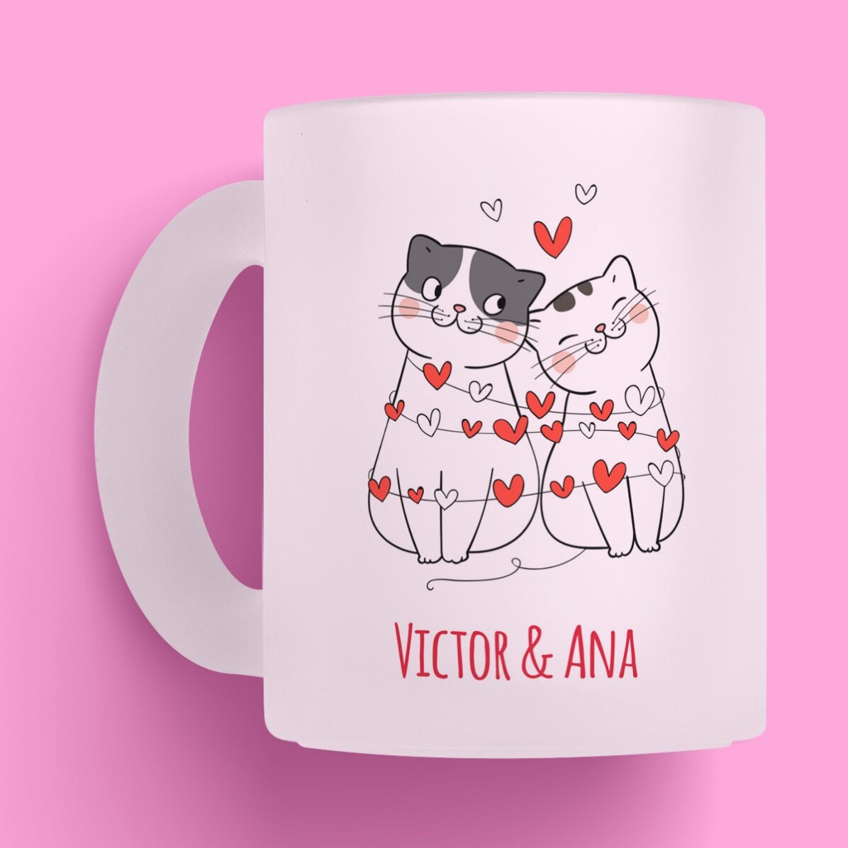 Cană sticlă mată personalizată cu text - Pisicuțe