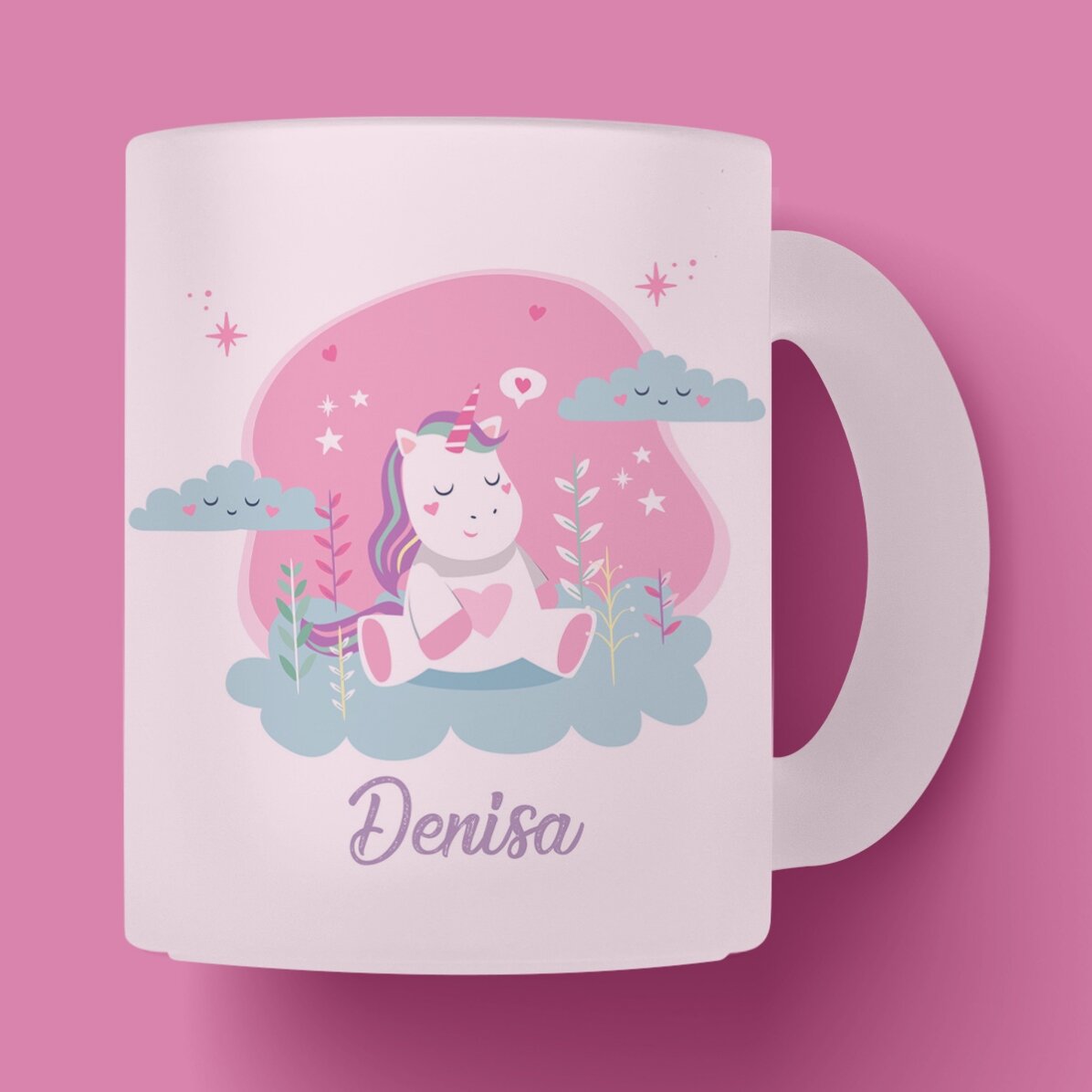 Cană sticlă mată personalizată cu text - Pony 