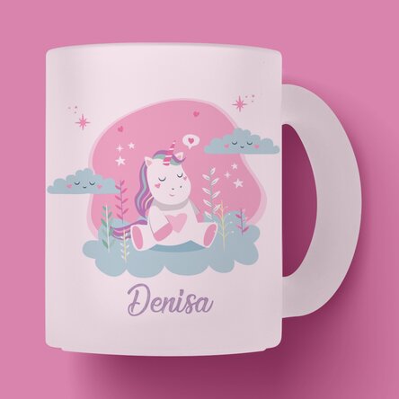 Cană sticlă mată personalizată cu text - Pony 