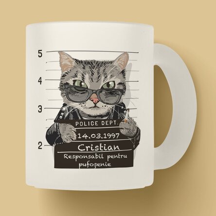 Cană sticlă mată personalizată cu text - Pufoșenie