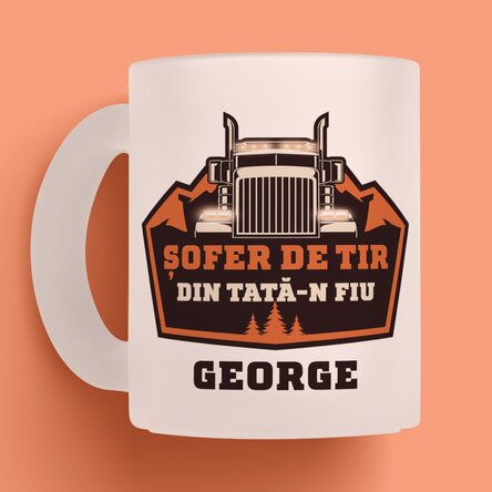 Cană mată personalizată cu text - Șoferi de tir