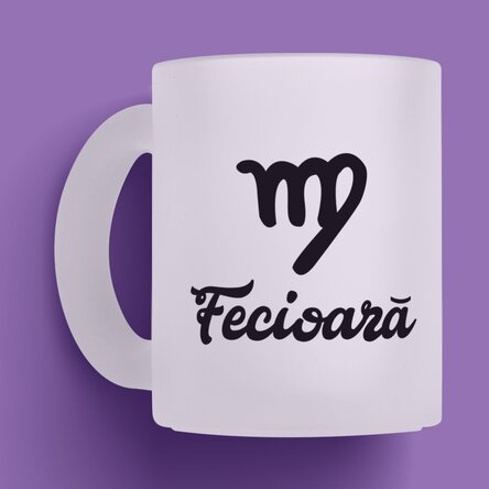 Cană sticlă mată zodiac personalizată cu poză și text - Fecioară 